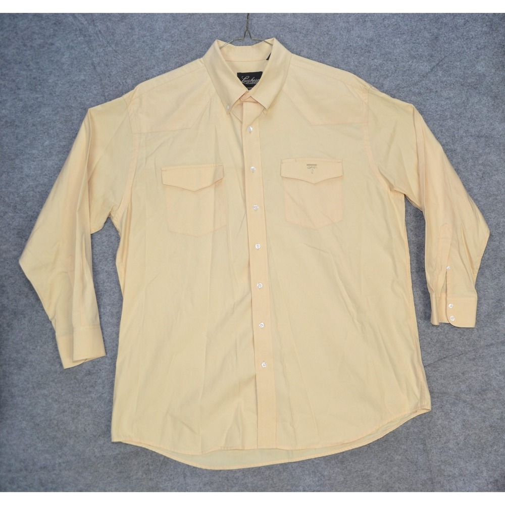 VTG Lucchese Classics Shirt Mens XL Yellow Western‎ Cowboy Button Up Long Sleeve